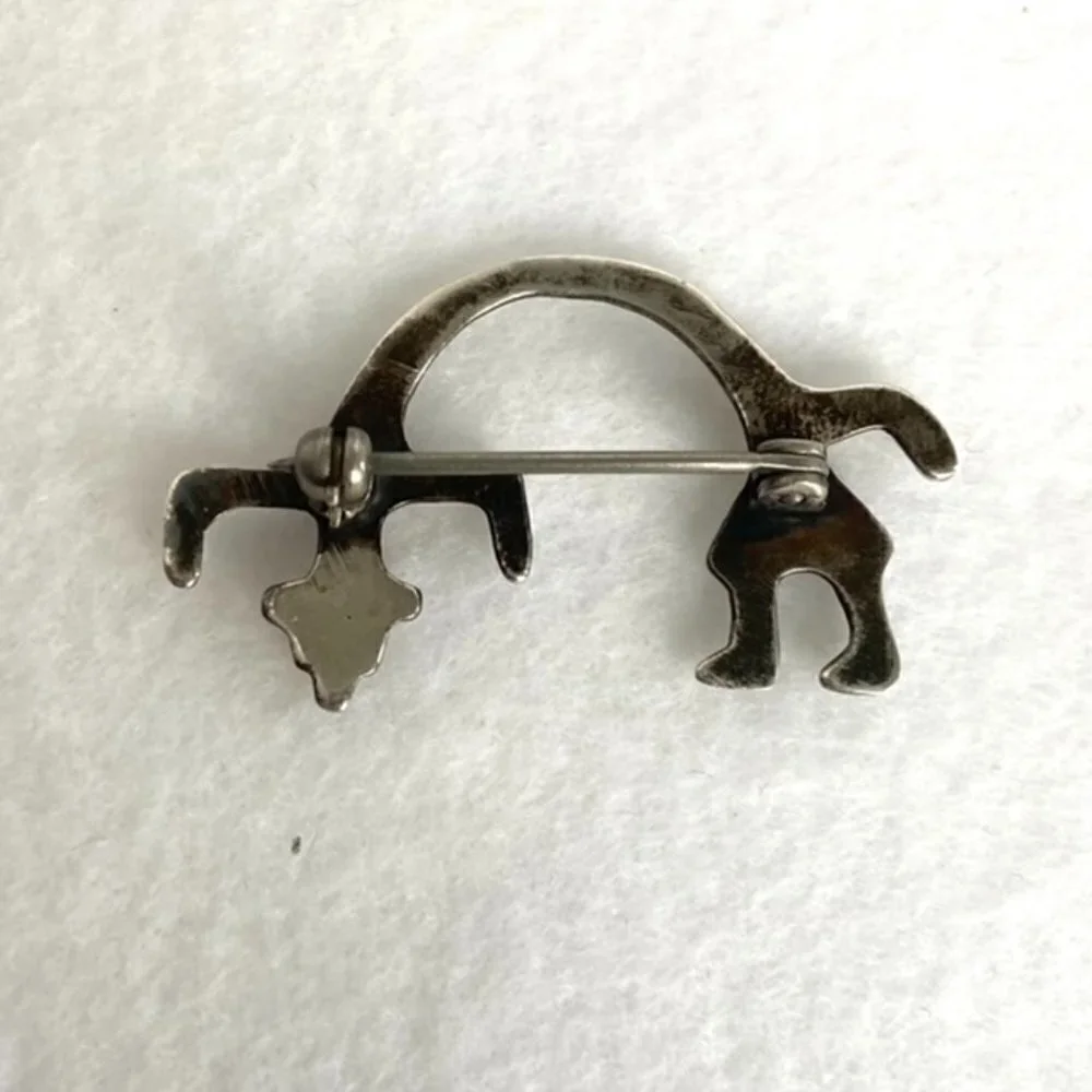 Vintage Sterling Silver 925 Southwest Yei Kachina Figural Stampwork Brooch Deity